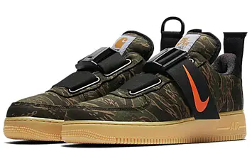 Carhartt Wip X Nike Air Force 1 Utility Prm Wip Skate Shoes Camo GreenTotal Orange-Gu - 5