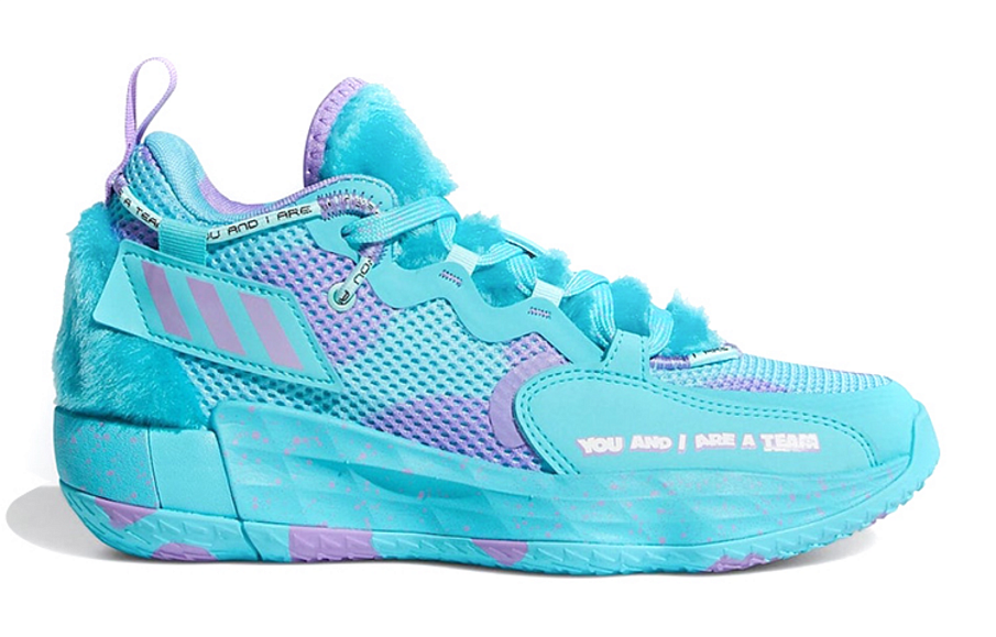 Фото № 2 с приближением к товару «‎Monsters Inc. x adidas Dame 7 Extply Mid-Top Basketball Shoes K Blue»