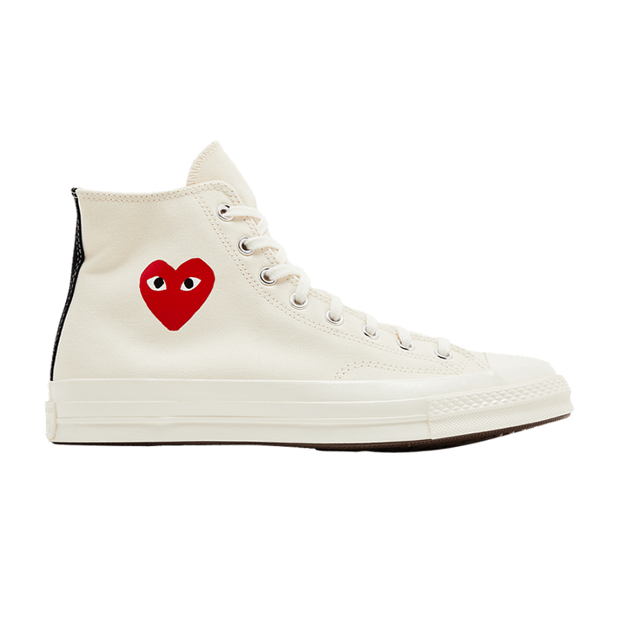 Фото № 1 с приближением к товару «‎Comme des Garçons PLAY x Converse Chuck 70 High Single Heart - Milk»