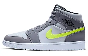 Nike Air Jordan 1 Mid Neon Basketball shoes Yellow Grey - 1