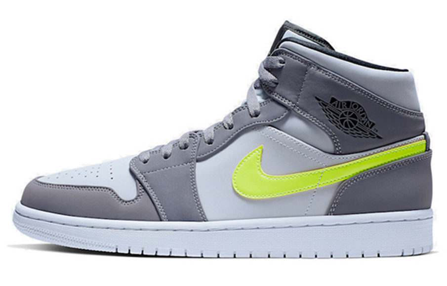 Фото № 1 с приближением к товару «‎Nike Air Jordan 1 Mid Neon Basketball shoes Yellow Grey»