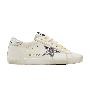 Golden Goose Women's Superstar White Silver Glitter
