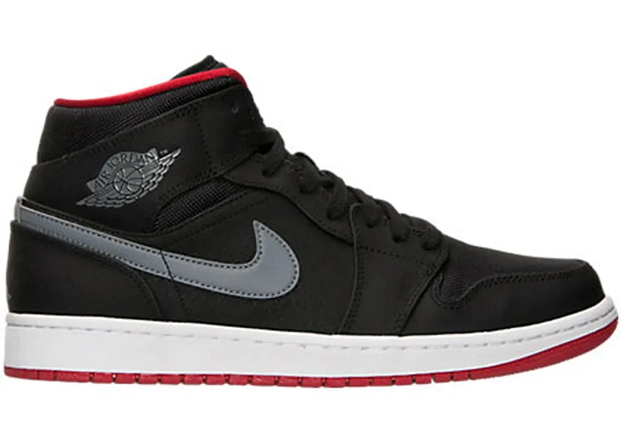 Фото № 1 с приближением к товару «‎Jordan 1 Mid Black Cool Grey Gym Red»