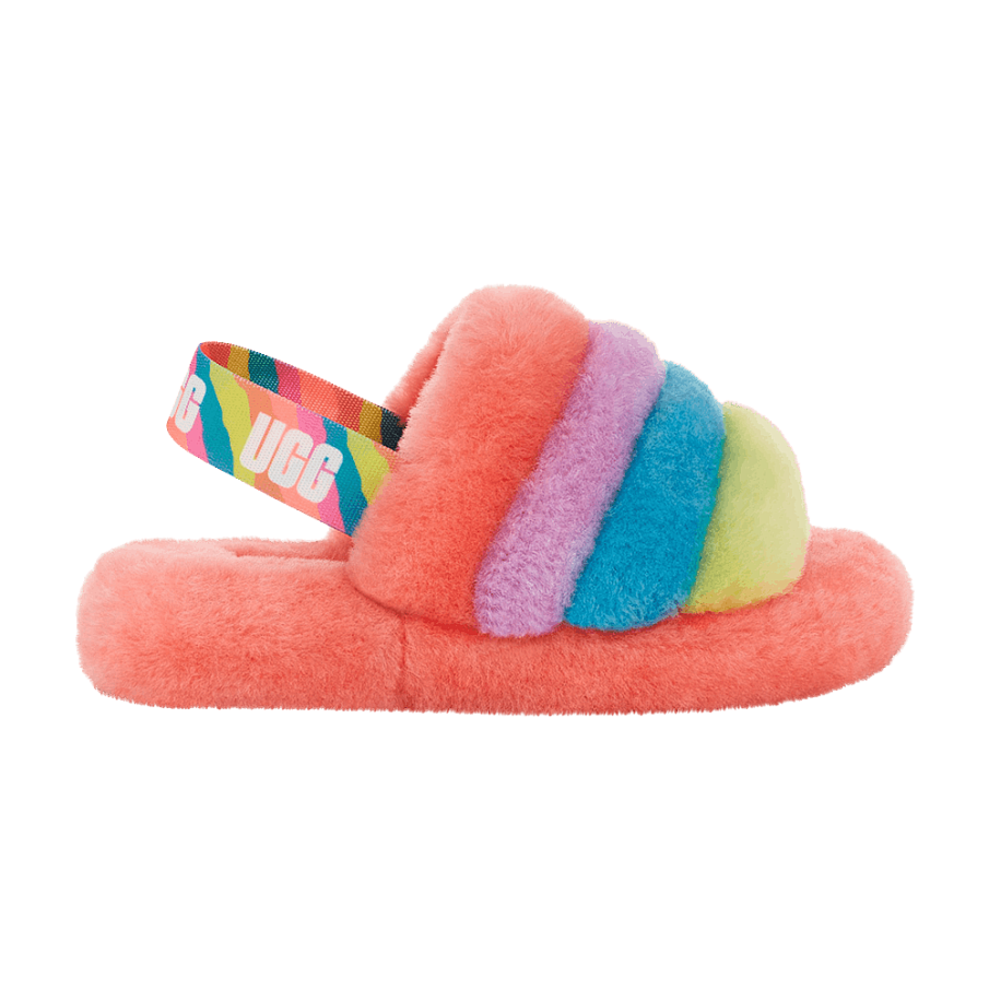 Фото № 1 с приближением к товару «‎UGG Fluff Yeah Slide Kids Peach Bliss Multi-Color»