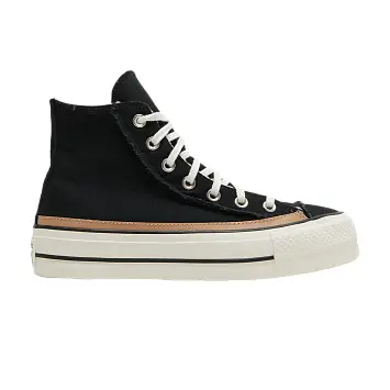 Converse Women's Chuck Taylor All Star Raw Edge Platform High Black Champagne Tan - 1
