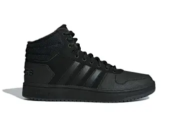 adidas Hoops 2.0 Mid Triple Black Tumbled Stripes (B44621)