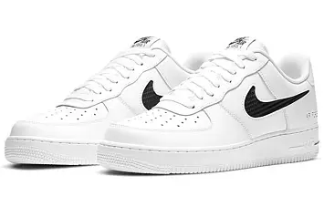 Nike Air Force 1 Low Cut Out Swoosh White Black - 3