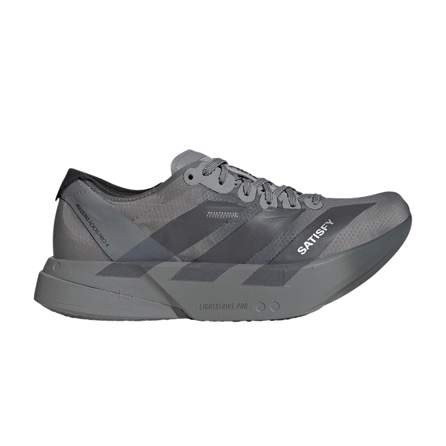 Фото № 1 с приближением к товару «‎SATISFY x adidas Adizero Adios Pro 4 Grey Black (KH8439)»