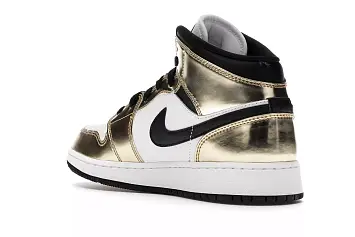Jordan 1 Mid Metallic Gold Black White  - 3