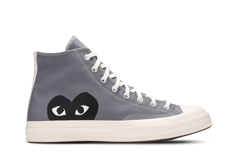 Фото № 2 с приближением к товару «‎Comme des Garçons PLAY x Converse Chuck 70 High Steel Gray»