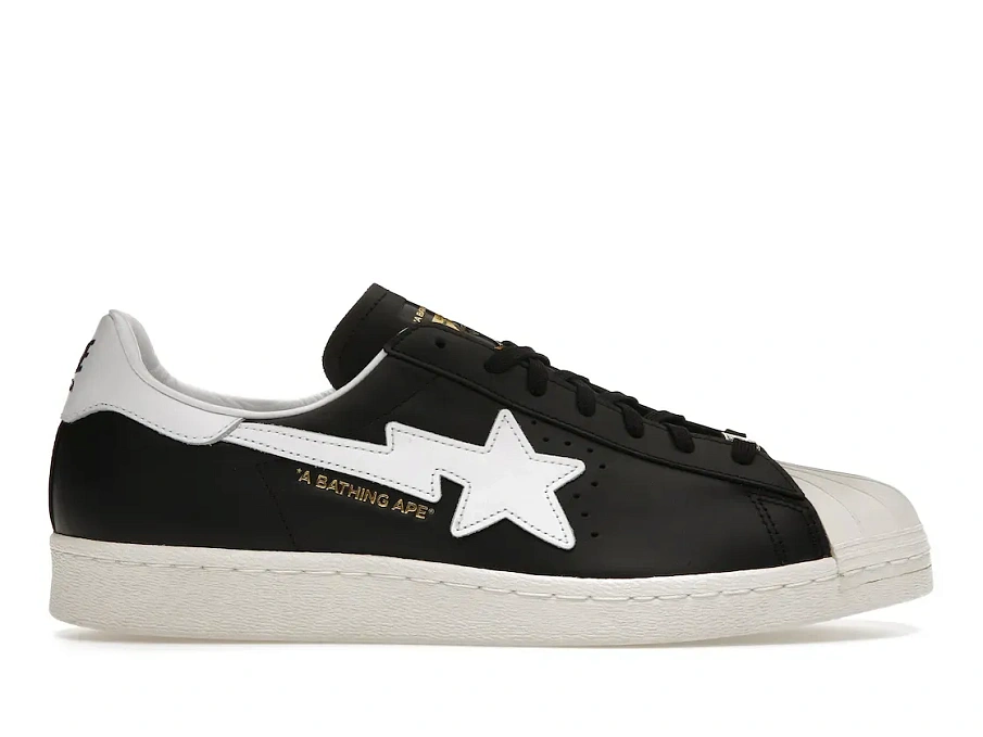 Фото № 1 с приближением к товару «‎adidas Superstar 80s Bape Black White Gold (2022)»