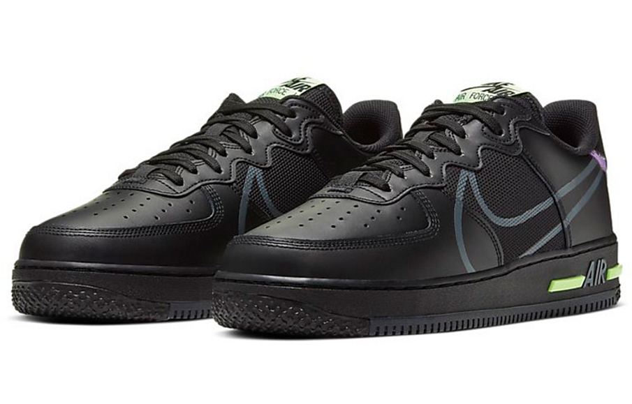 Фото № 3 с приближением к товару «‎Nike Air Force 1 React Skate shoes Black Violet Star Barely Volt»
