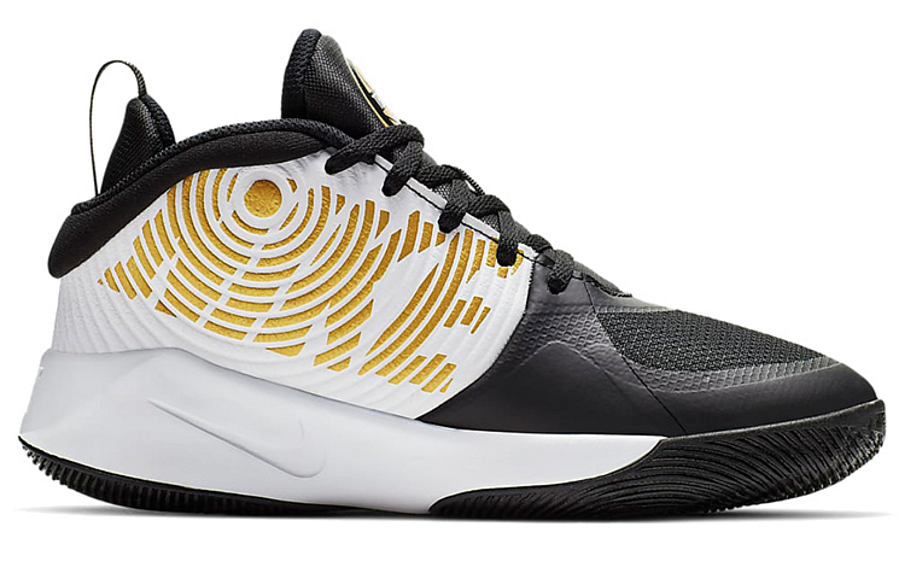 Фото № 2 с приближением к товару «‎Nike Team Hustle D 9 (GS) basketball shoes BlackWhiteGold»