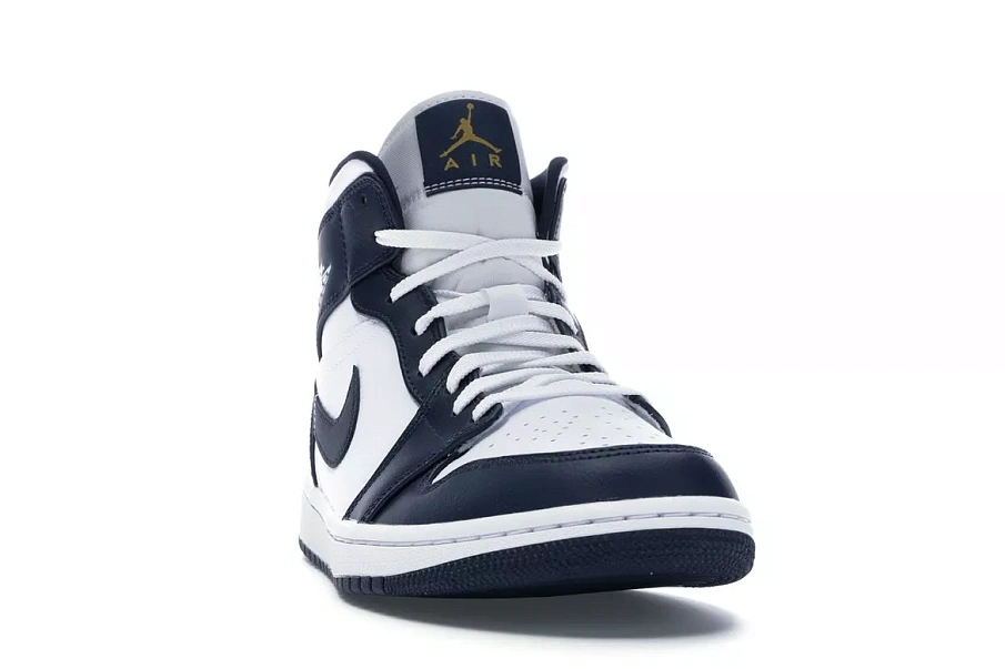 Фото № 4 с приближением к товару «‎Jordan 1 Mid White Metallic Gold Obsidian»