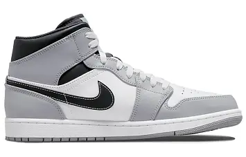 Air Jordan 1 Mid "Light Smoke Grey" Basketball Shoes GreyWhiteBlack - 2