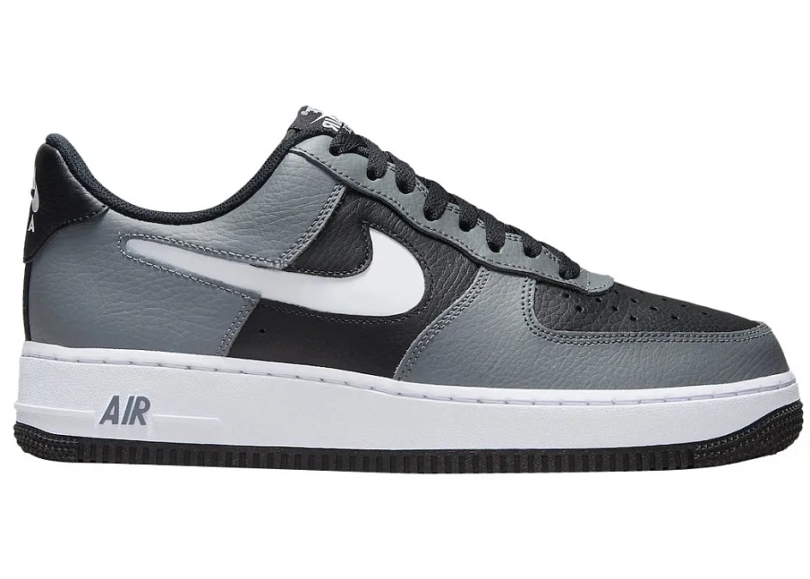 Фото № 1 с приближением к товару «‎Nike Air Force 1 Low Grey Black Cut Out Swoosh»