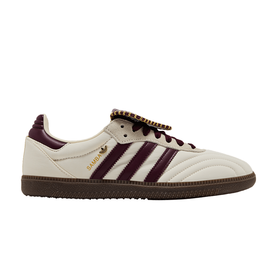 Фото № 1 с приближением к товару «‎adidas Women's Samba Long Tongue Cream White Maroon Gold Metallic»