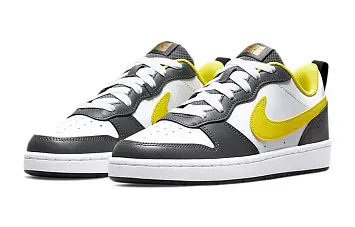 Nike Court Borough Low 2 SE (GS) Low-Top Skate shoes GrayWhiteYellow (DO6688-100) - 4