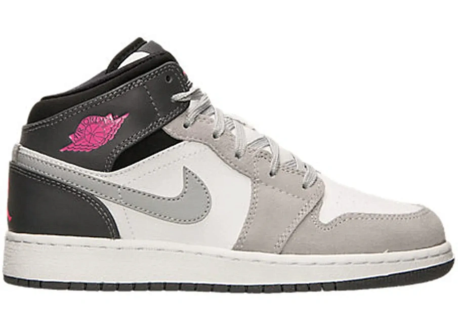 Фото № 1 с приближением к товару «‎Jordan 1 Mid White Grey Hyper Pink »