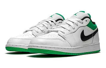 Air Jordan 1 Low (Gs) Vintage Basketball Shoes White Lucky Green - 2