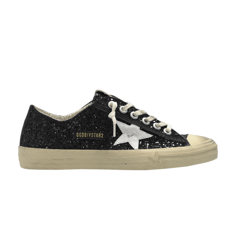 Фото № 1 с приближением к товару «‎Golden Goose Women's V-Star 2 Black Platinum Glitter Star»