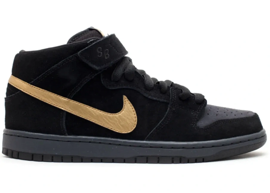 Фото № 1 с приближением к товару «‎Nike SB Dunk Mid Obsidian Metallic Gold»