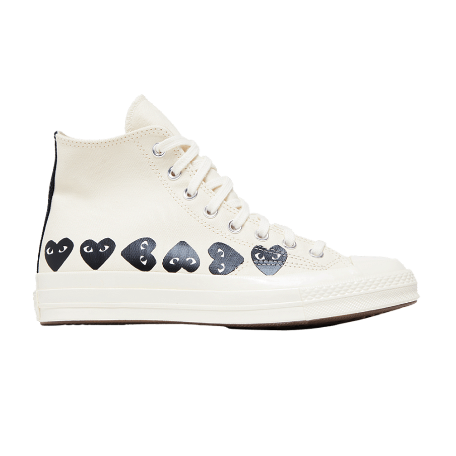 Фото № 1 с приближением к товару «‎Comme des Garçons PLAY x Converse Chuck 70 High Multi Heart - Milk Black»