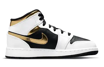 Nike Air Jordan 1 Mid WhiteBlackGold - 2