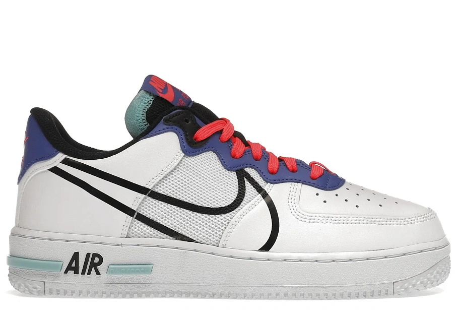 Фото № 1 с приближением к товару «‎Nike Air Force 1 Low React White Astronomy Blue Laser Crimson»
