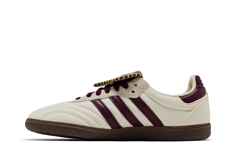 Фото № 4 с приближением к товару «‎adidas Women's Samba Long Tongue Cream White Maroon Gold Metallic»
