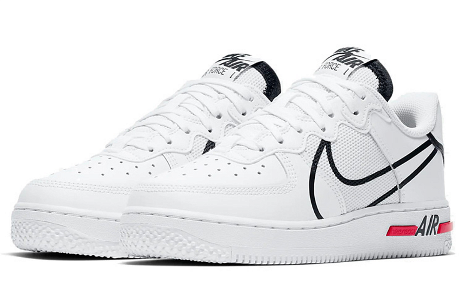 Фото № 3 с приближением к товару «‎Nike Air Force 1 React (Gs) Skate Shoes WhiteBlackRed»