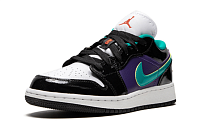 Фото № 2 с приближением к товару «‎Jordan 1 Low Black Court Purple Turbo Green (GS) BlackWhiteCourt PurpleTurbo Green»