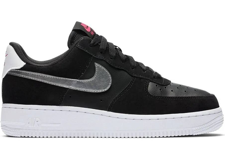Фото № 1 с приближением к товару «‎Nike Air Force 1 Low Black Pink Blast Metallic Silver »