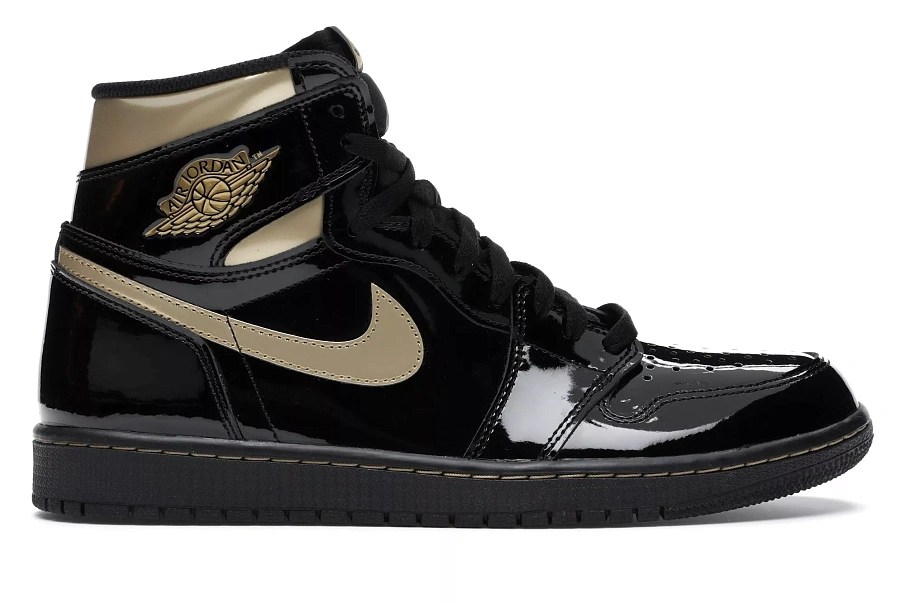 Фото № 1 с приближением к товару «‎Jordan 1 Retro High Black Metallic Gold (2020)»