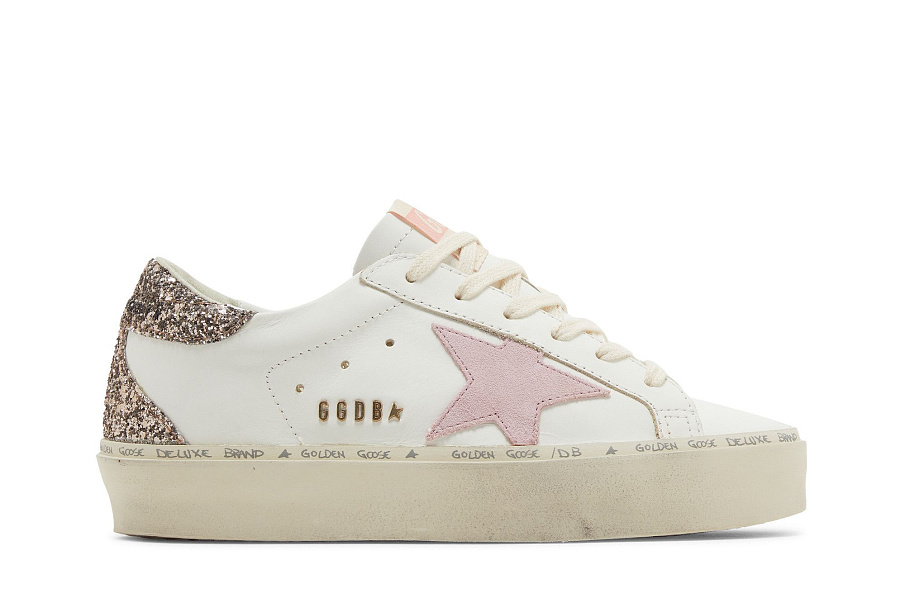 Фото № 2 с приближением к товару «‎Golden Goose Women's Hi Star White Antique Pink Glitter»