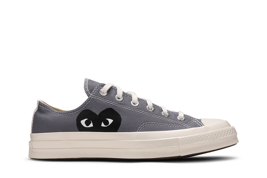 Фото № 2 с приближением к товару «‎Mens Comme des Garçons PLAY x Converse Chuck 70 Low Steel Gray»