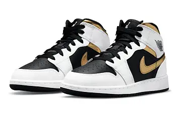 Nike Air Jordan 1 Mid WhiteBlackGold - 3