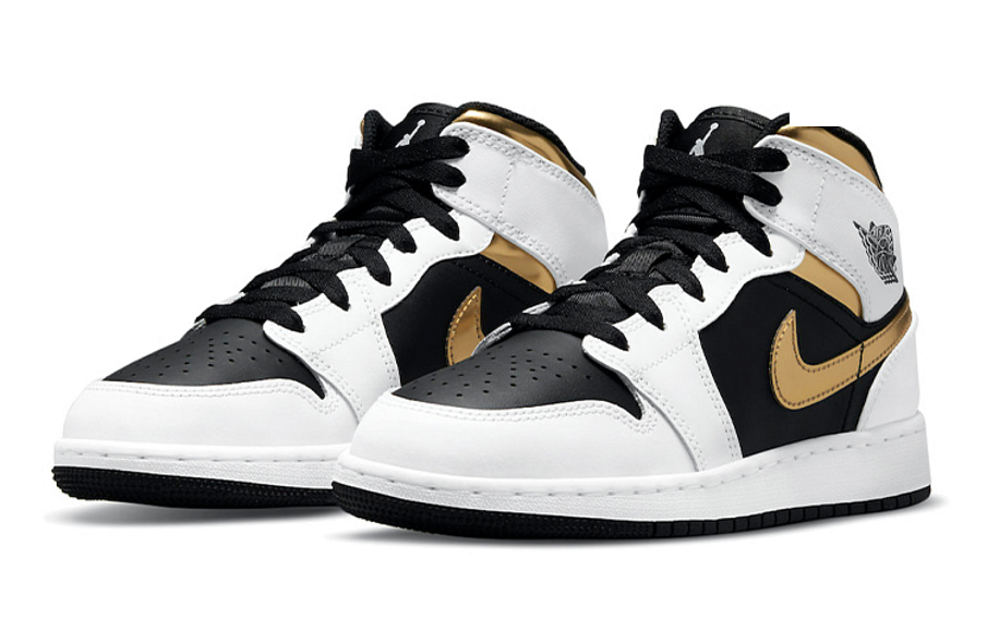 Фото № 3 с приближением к товару «‎Nike Air Jordan 1 Mid WhiteBlackGold»