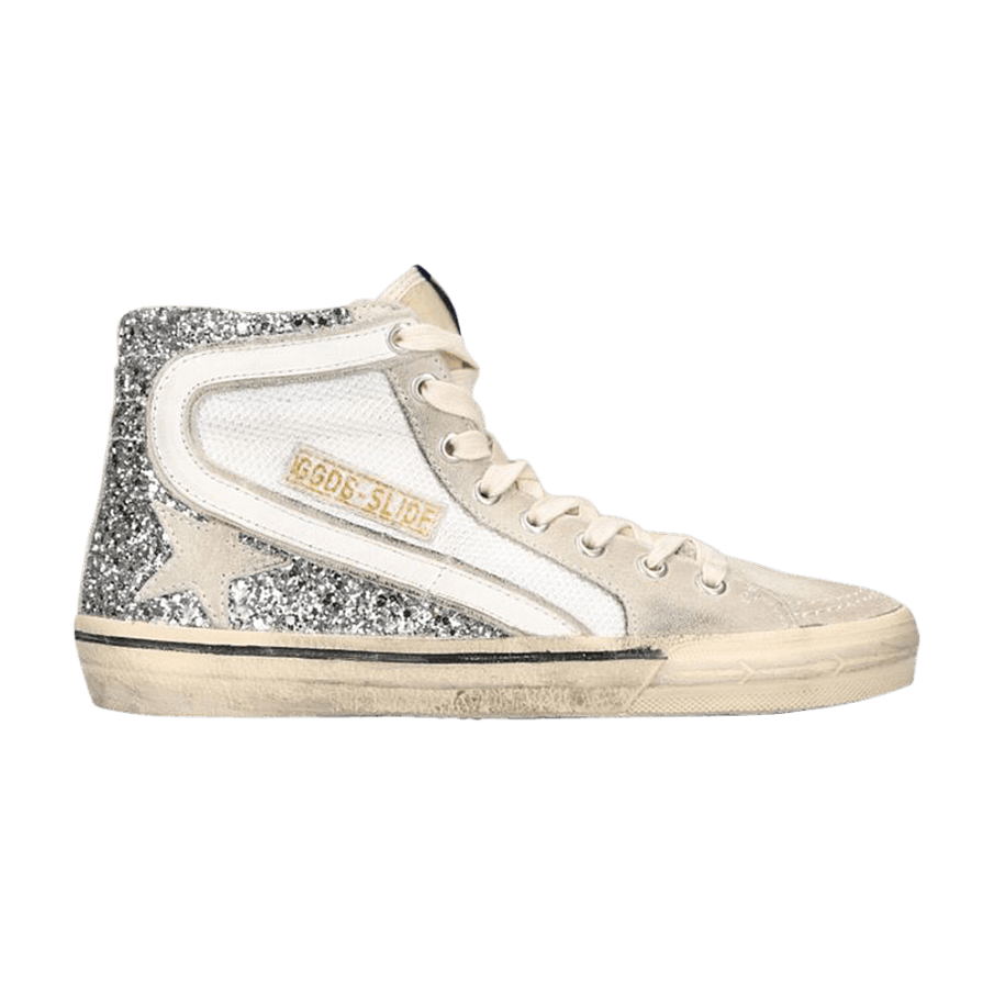 Фото № 1 с приближением к товару «‎Golden Goose Women's Slide Sneaker Silver White Marble»