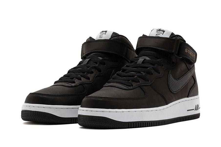 Фото № 3 с приближением к товару «‎Stussy Nike Air Force 1 Mid "BlackBlack"»