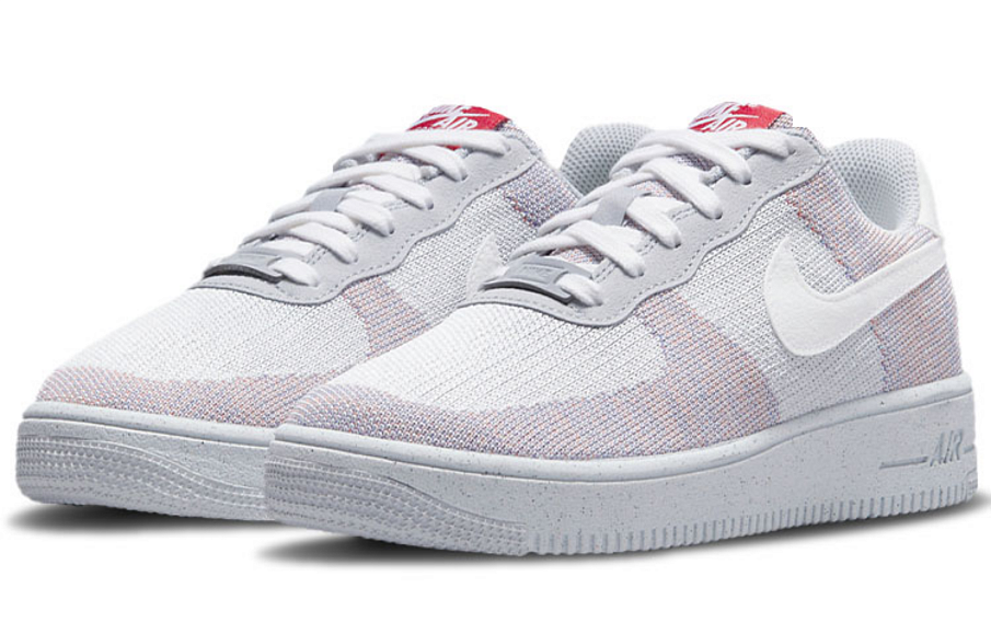 Фото № 3 с приближением к товару «‎Nike Air Force 1 Crater Flyknit 'Wolf Grey' Wolf GreyWhitePure Platinum-Gym Red»