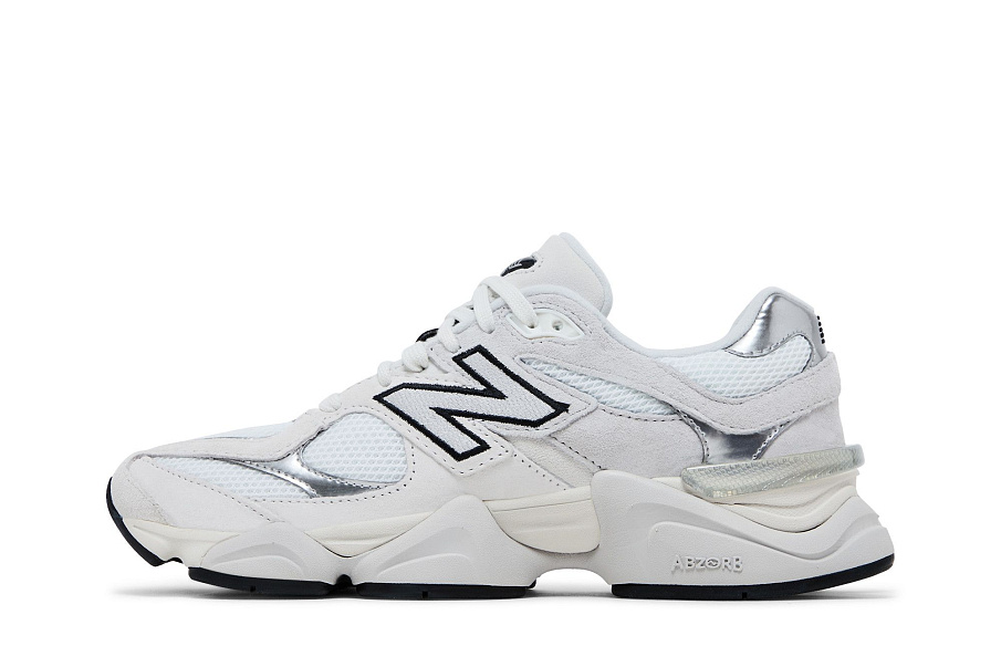 Фото № 4 с приближением к товару «‎New Balance 9060 White Black Metallic Silver»