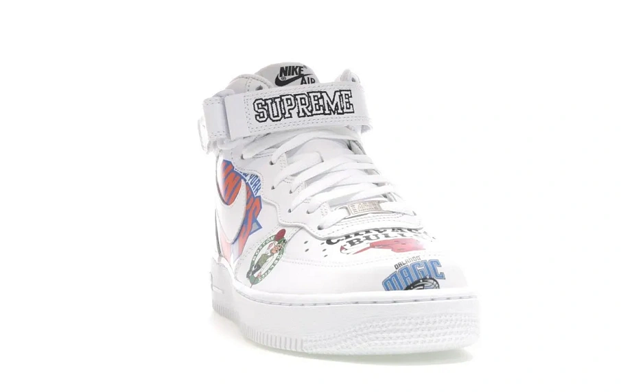 Фото № 2 с приближением к товару «‎Nike Air Force 1 Mid Supreme NBA White»