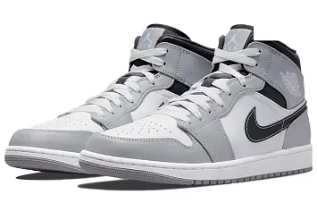 Air Jordan 1 Mid "Light Smoke Grey" Basketball Shoes GreyWhiteBlack - 3