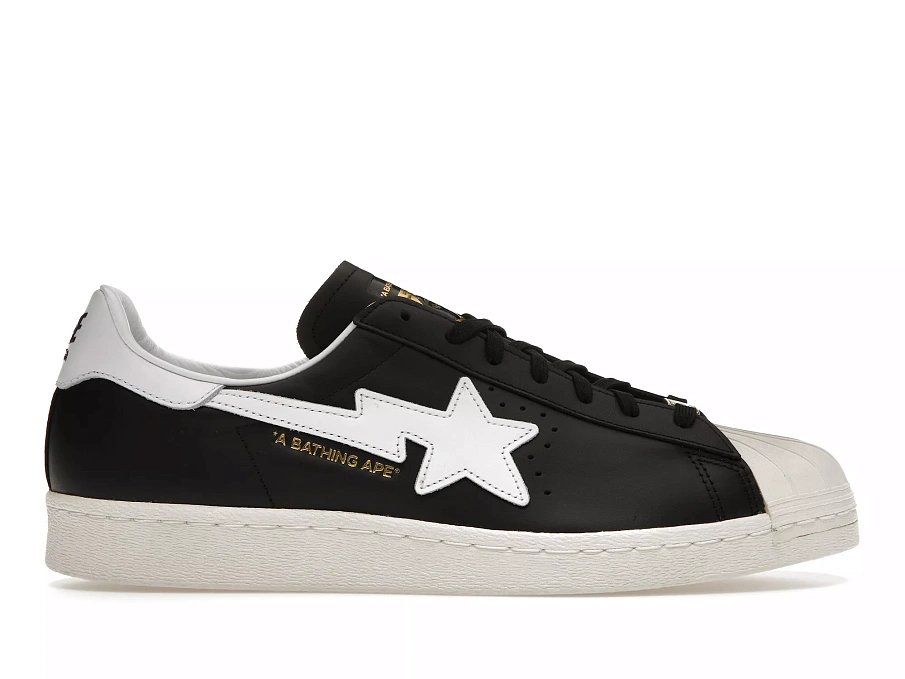 Фото № 1 с приближением к товару «‎adidas Superstar 80s Bape Black White Gold (2022)»