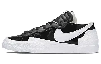 sacai Nike Blazer Low Skate shoes Black Patent Leather - 1