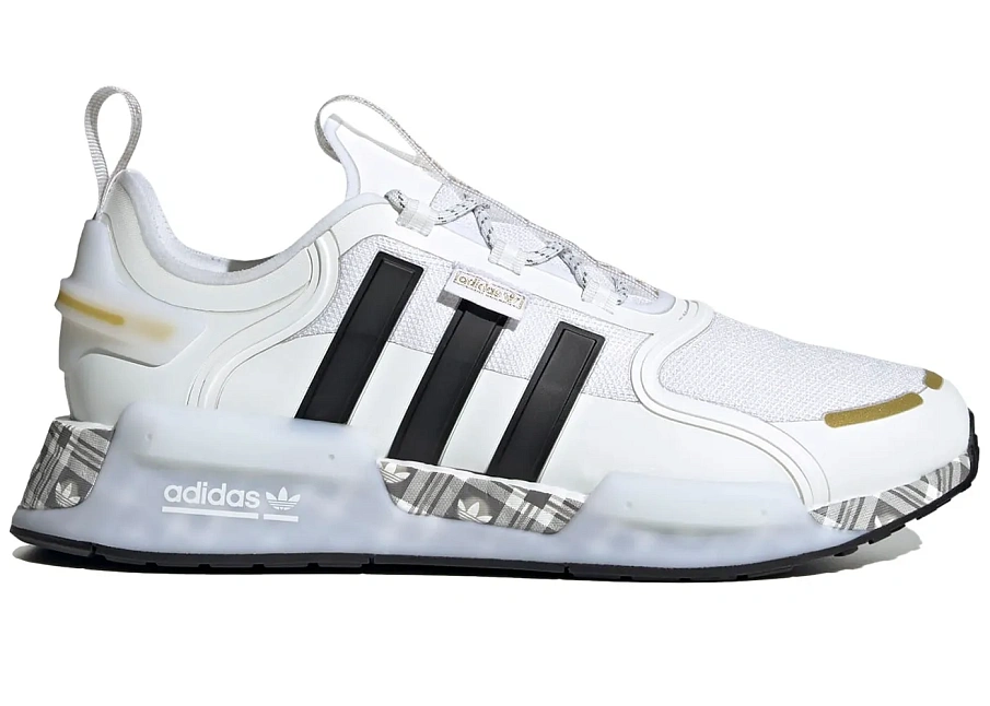 Фото № 1 с приближением к товару «‎adidas NMD R1 V3 White Black Gold Tartan Trefoil»