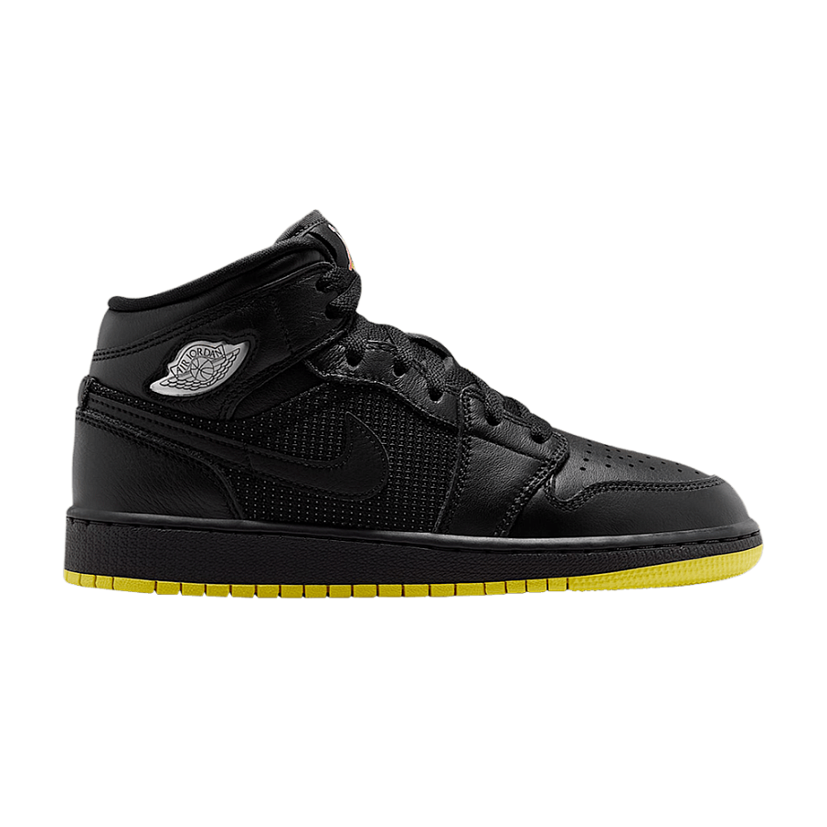 Фото № 1 с приближением к товару «‎Air Jordan 1 Mid SE GS Black Opti Yellow»