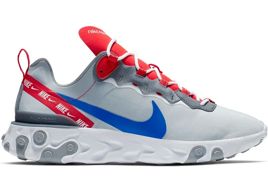 Фото № 1 с приближением к товару «‎Nike React Element 55 Wolf Grey Game Royal Habanero Red»