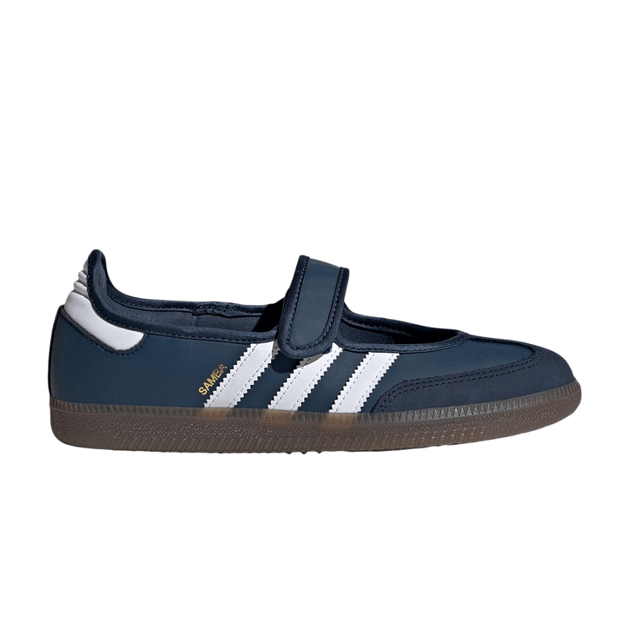 Фото № 1 с приближением к товару «‎adidas Women's Samba Mary Jane Crew Navy White Gold Metallic»